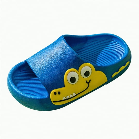 TOWED22 Kids Lightweight Soft EVA Non-Slip Slides Slippers Open Toe Comfy Sandals for Toddler Boys Girls Children Bathroom Shower Summer Pool Beach Slippers(Blue,9)