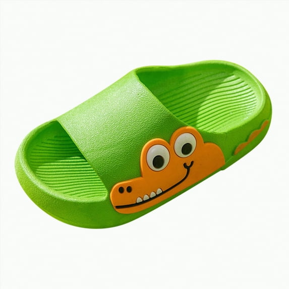 TOWED22 Kids Lightweight Soft EVA Non-Slip Slides Slippers Open Toe Comfy Sandals for Toddler Boys Girls Children Bathroom Shower Summer Pool Beach Slippers(Green,11)