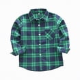 thumbnail image 1 of TOWED22 Kids Little Boys Girls Baby Red Plaid Flannel Long Sleeve Button Down Flannel Shirt Plaid Tops Girl Boy Clothes(Green,1-2 Y), 1 of 4