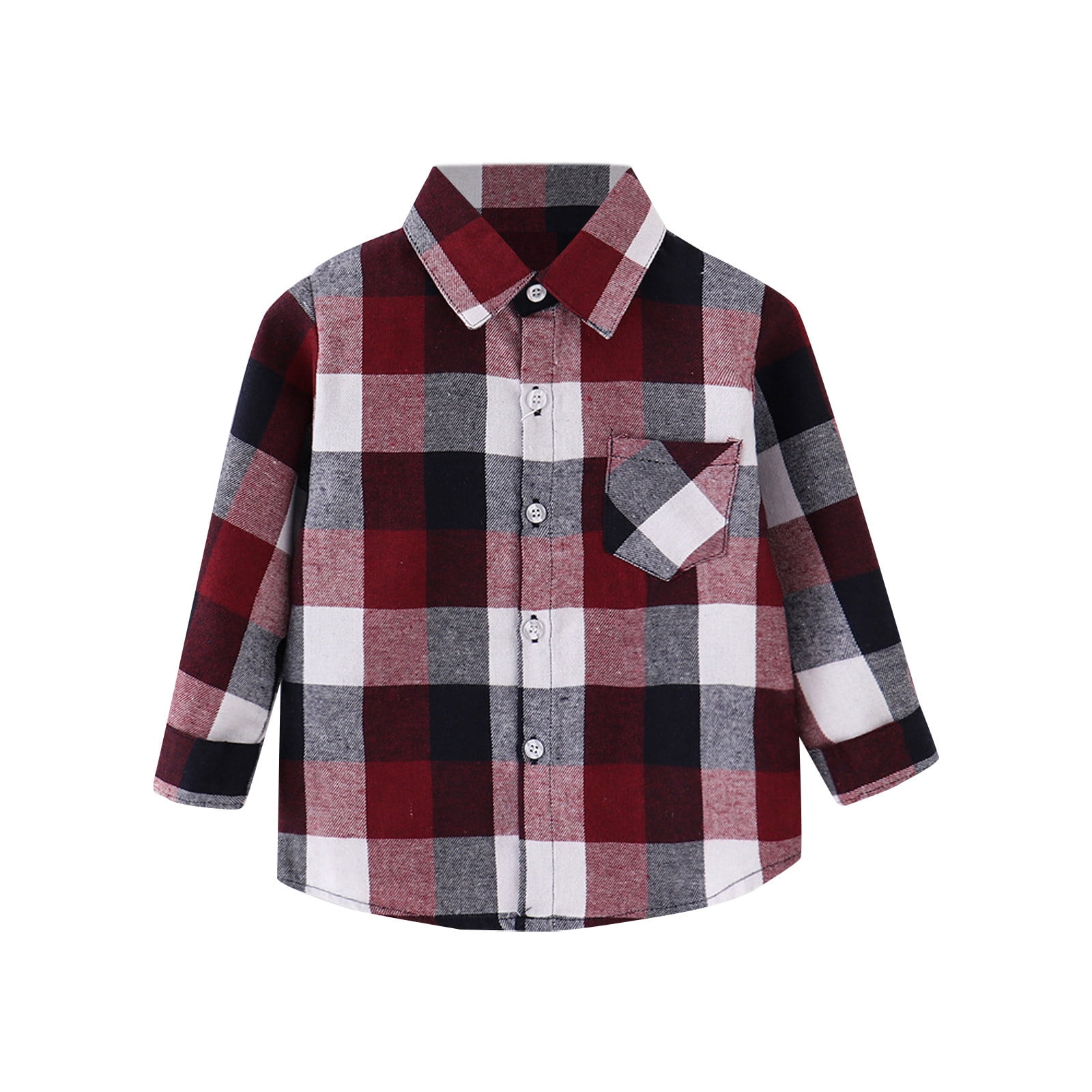 TOWED22 Kids Little Boys Girls Baby Red Plaid Flannel Long Sleeve