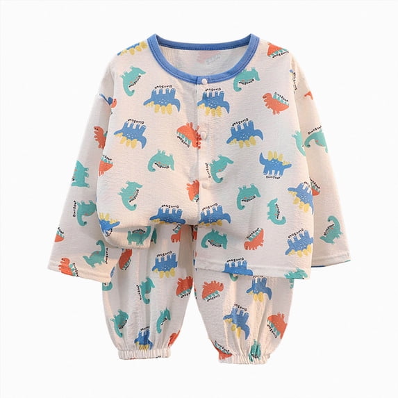 TOWED22 Kids Pajamas 2 Piece Long Sleeve Print Top and Pants Set Cotton Pjs Sleepwear Little Boys Girls Fall Winter 3 6 9 12 18 24 Months 2 3 4 5 6 7 8 9 Years(Blue,12-18 M)