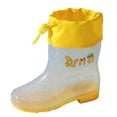 thumbnail image 1 of TOWED22 Kids Rain Boots for Girls Children Shoes Fashion Flat Cartoon Rain Boots Can Be Tied Mouth Cartoon Transparent Outdoor (Yellow, 12 Little Child), 1 of 5