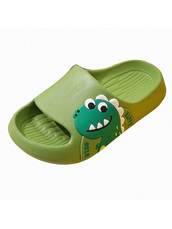 Kids Slide Sandals, Boys Girls Water Shoes Cute Slippers for Beach Pool (Toddler/Little Kid)(Green,12)
