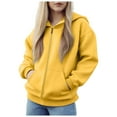 thumbnail image 1 of TOWED22 Boys Girls Sweatshirt Solid Color Zip Jackets Long Hoodie Top Boys Sleeve Up Girls Kids Boys Young Child Winter Coat(Yellow,6-7 Years), 1 of 7
