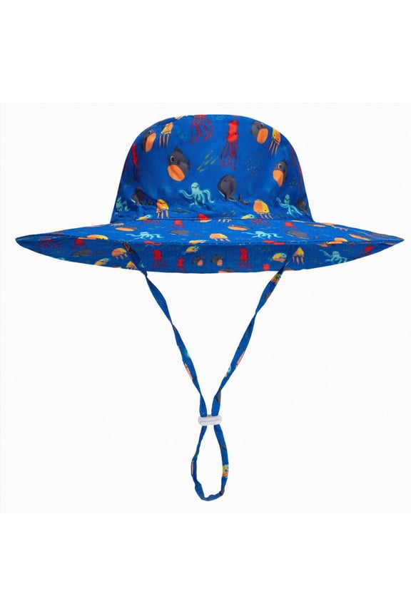Kids Sun Hat UPF 50+ Quick Dry Foldable Bucket Hat Lightweight Adjustable Fishing Safari Hat for Girls and Boys(Dark Blue,6-10 Y)