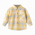 thumbnail image 1 of TOWED22 Kids Toddler Flannel Shirt Jacket Plaid Long Sleeve Lapel Button Down Shacket Baby Boys Girls Fall Shirt Coat Outwear(Light Yellow,4-5 Y), 1 of 3