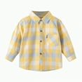thumbnail image 1 of TOWED22 Kids Toddler Flannel Shirt Jacket Plaid Long Sleeve Lapel Button Down Shacket Baby Boys Girls Fall Shirt Coat Outwear(Light Yellow,8-10 Y), 1 of 3