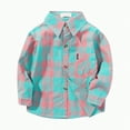 thumbnail image 1 of TOWED22 Kids Toddler Flannel Shirt Jacket Plaid Long Sleeve Lapel Button Down Shacket Baby Boys Girls Fall Shirt Coat Outwear(Mint Green,4-5 Y), 1 of 3