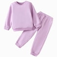 thumbnail image 1 of TOWED22 Kids Toddler Girl Fall Winter Outfits 2pcs Long Sleeve Soft Top and Pants Set Cute Print Clothes Clothing Set(Purple,3-4 Y), 1 of 8