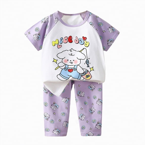 TOWED22 Kids Toddler Girls Boys Shorts Set Clothes 2pcs Summer Lovely Graphic Short Sleeve T-Shirt Tee Pull on Shorts Outfit(Light Pink,2-3 Y)