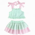thumbnail image 1 of TOWED22 Kids Toddler Lovely Summer Clothes 2pcs Outfits Sleeveless Tank Shirts and Shorts Cute Casual Sets with Pocket(Green,18-24 M), 1 of 9