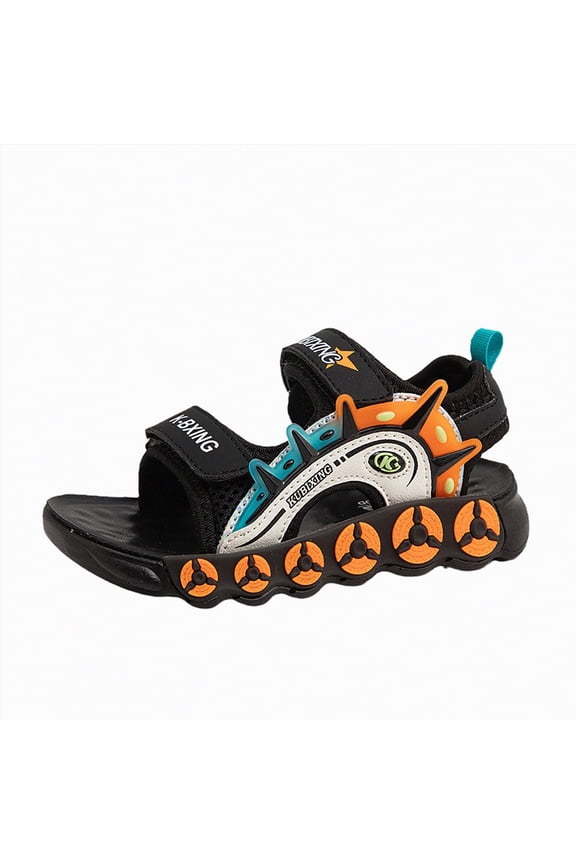 Kids Toddler Sandals Boys Girls Open-Toe Adjustable Straps Sport Summer Shower Beach Pool Water Shoes Slip on Slippers(Black,12.5)