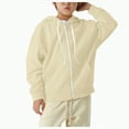 thumbnail image 1 of TOWED22 Kids Zip Up Hoodie, Boys Girls Full Zipper Fleece Hooded Sweatshirt Lightweight Casual Jacket Plain Pullover Sweater Tops(Beige,3-4 Y), 1 of 5