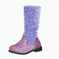 thumbnail image 1 of TOWED22 Little/Big Girl's Fashion Low Heel Zipper Buckle Round Toe Riding Boots(Purple,2), 1 of 9