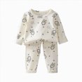 thumbnail image 1 of TOWED22 Little Boys Girls Long Sleeve Pajamas Sets Toddler Cotton Pjs Kids Fall Winter Sleepwears 3 6 9 12 18 24 Months 2 3 4 5 6 7 8 9 Years(Beige,3-4 Y), 1 of 4