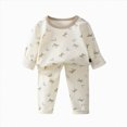 thumbnail image 1 of TOWED22 Little Boys Girls Long Sleeve Pajamas Sets Toddler Cotton Pjs Kids Fall Winter Sleepwears 3 6 9 12 18 24 Months 2 3 4 5 6 7 8 9 Years(Khaki,18-24 M), 1 of 4