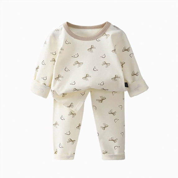 TOWED22 Little Boys Girls Long Sleeve Pajamas Sets Toddler Cotton Pjs Kids Fall Winter Sleepwears 3 6 9 12 18 24 Months 2 3 4 5 6 7 8 9 Years(Khaki,18-24 M)