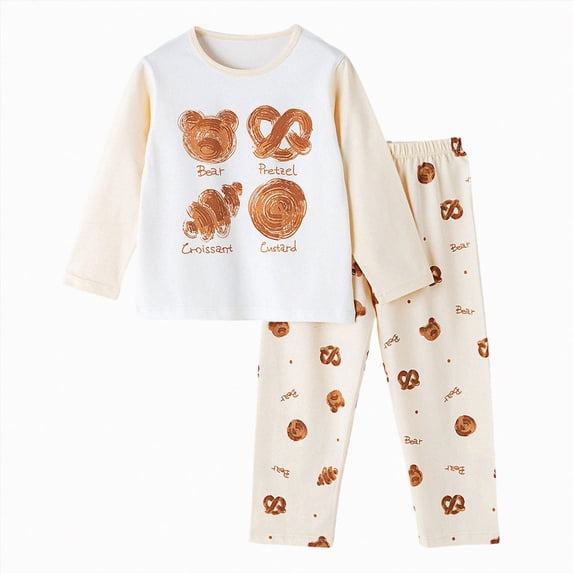 TOWED22 Little Boys Girls Pajamas 2Pcs Long Sleeve Crewneck Top and Elastic Waist Pants Cotton Print Sleepwear Pjs Toddlers 3 6 9 12 18 24 Months 2 3 4 5 6 7 8 9 Years(White,2-3 Y)