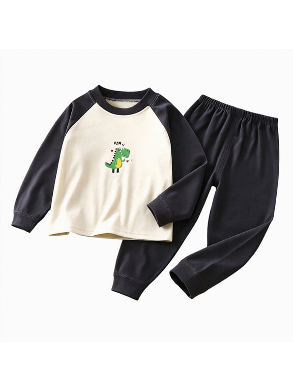 Little Boys Girls Pajamas Sets Baby Cotton 2 Piece Toddler Fall Winter Clothes Kids Pjs Sleepwear 3 6 9 12 18 24 Months 2 3 4 5 6 7 8 9 Years(Black,18-24 M)