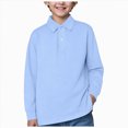 thumbnail image 1 of TOWED22 Little Boys Long Sleeve Polo Shirt Cute Baby Casual Fall Winter Tee Uniform Button Down Shirts Tops,Light Blue,12-13 Y, 1 of 9