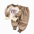 thumbnail image 1 of TOWED22 Little Boys Pajamas Toddler Boys Clothes Cotton 2 Pieces Pjs Kids Jammies Sets Fall Winter Sleepwear 6-12 Months 12-24 Months 2t 3t 4t 5t 6t 7t 8t 9t Children,Coffee,6-7 Y, 1 of 5