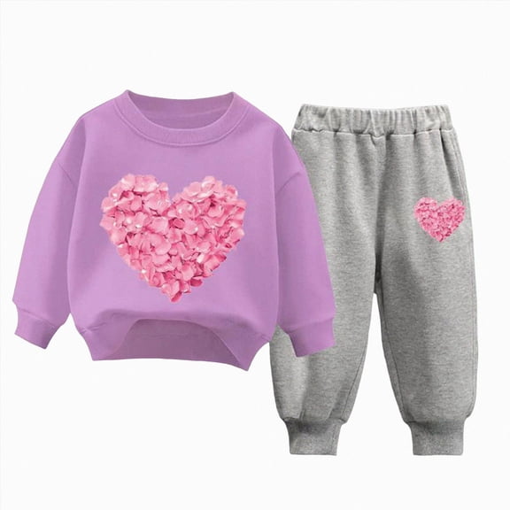 TOWED22 Little Girl Boys Outfits 2 Piece Toddler Long Sleeve Cute Print Sweatshirt Sweatpants Fall Winter Clothing Set