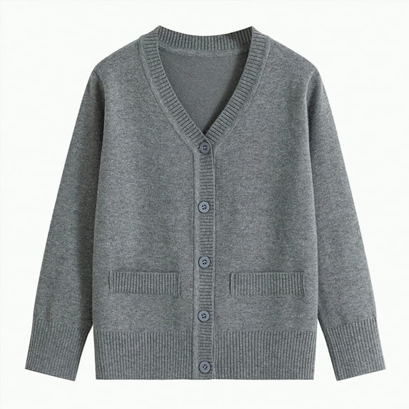 TOWED22 Little Girl Knit Cardigan Sweater - Toddler Button Down School Uniforms Cardigan Fall Winter Clothes(Light Gray,2-4 Y)