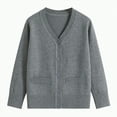 thumbnail image 1 of TOWED22 Little Girl Knit Cardigan Sweater - Toddler Button Down School Uniforms Cardigan Fall Winter Clothes(Light Gray,4-5 Y), 1 of 4