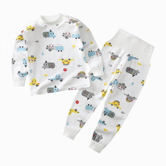 TOWED22 Little Girls Boys Pajamas Toddler Clothes Cute Graphic Cotton 2 Pieces Pjs Kids Jammies Sets Fall Winter Sleepwear 6-24 Months 2t 3t 4t 5t 6t 7t 8t 9t Children(White,4-5 Y)