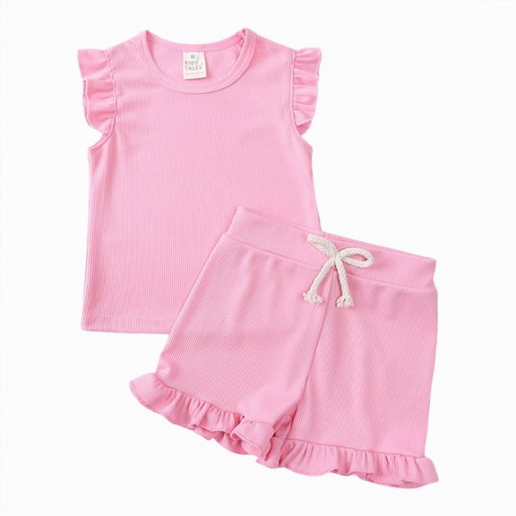 TOWED22 Little Toddler Kids Girl Clothes Set 1-8 Years Summer Outfits Solid Color Tank Tops & Shorts(Blazer,3-4 Y)