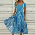 thumbnail image 1 of TOWED22 Long Dresses For Women,Maxi Dresses for Women Summer Pockets Short Sleeve O Neck Sunflower Printed Long Dress Sky Blue,XL, 1 of 3