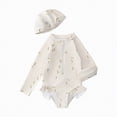 thumbnail image 1 of TOWED22 Long Sleeve One Piece Ruffle Swimsuit for Toddler Girls Baby Girl Rashguard Shirt with UPF 50+ Sun Protection Beige,4-5 Y, 1 of 9