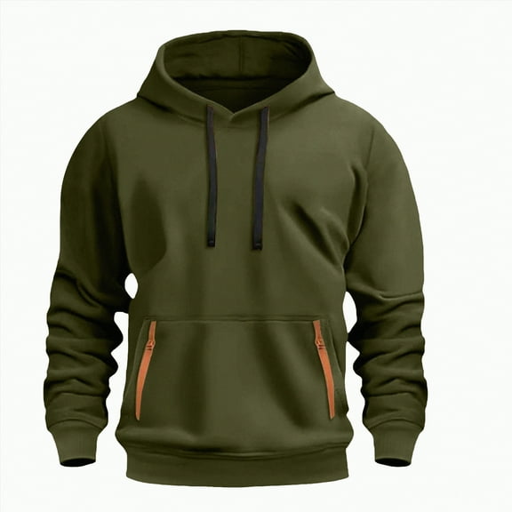TOWED22 Men Hoodie Sweatshirt Casual Solid Color Hooded Sweater with Pockets Top Hoodie(AG,XL)