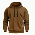 thumbnail image 1 of TOWED22 Men Hoodie Sweatshirt Casual Solid Color Hooded Sweater with Pockets Top Hoodie(Brown,XXL), 1 of 9
