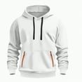 thumbnail image 1 of TOWED22 Men Hoodie Sweatshirt Casual Solid Color Hooded Sweater with Pockets Top Hoodie(White,M), 1 of 9