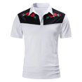 thumbnail image 1 of TOWED22 Men Polo Shirt,Mens Vintage Striped Lapel Collar Polos Shirt Short Sleeve Color Block Button Vertical Striped Oxford Shirts White,M, 1 of 5
