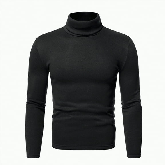TOWED22 Men Turtleneck Shirts Lightweight Long Sleeve T Shirt Ribbed Thermal Tops Baselayer Pullover(Black,XL)