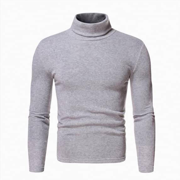 TOWED22 Men Turtleneck Shirts Lightweight Long Sleeve T Shirt Ribbed Thermal Tops Baselayer Pullover(Grey,S)