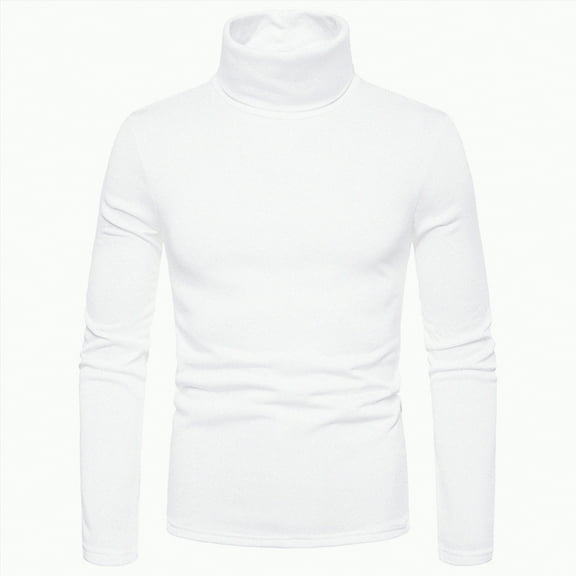 TOWED22 Men Turtleneck Shirts Lightweight Long Sleeve T Shirt Ribbed Thermal Tops Baselayer Pullover(White,S)
