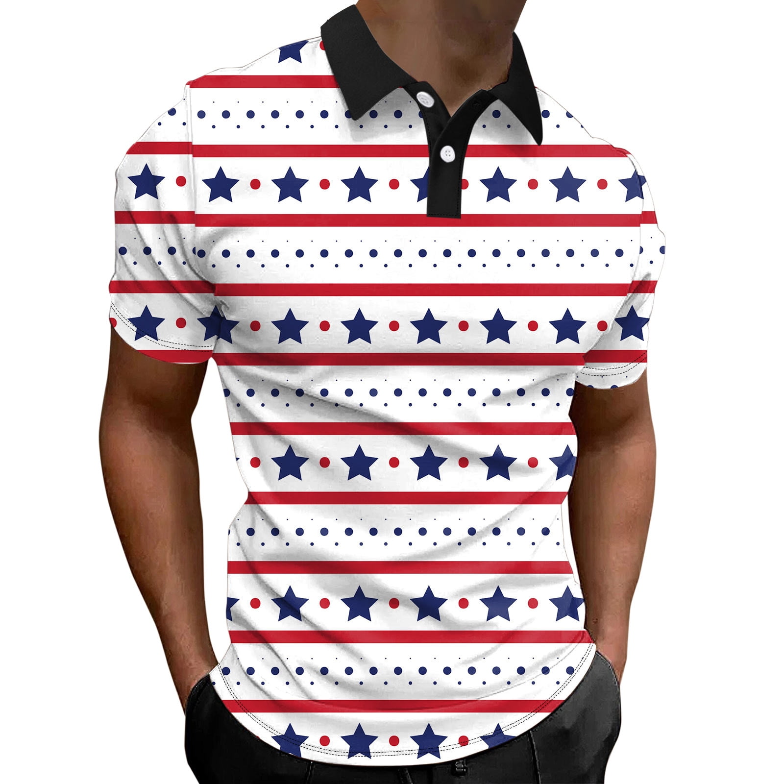 TOWED22 Men's American Flag Polo Shirt USA Flag T-Shirt Shirts ...