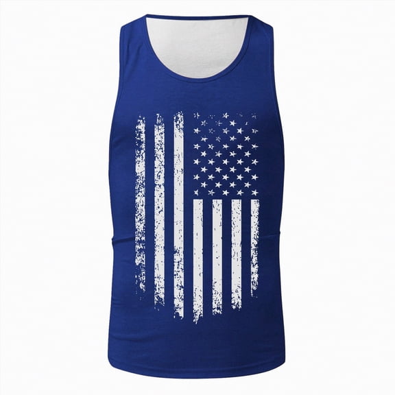 TOWED22 Men's Beach Tank Top Sleeveless Tees Print Casual Sport Gym T-Shirts Hawaii Beach Vacation(Blue,XL)