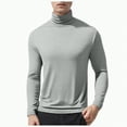 thumbnail image 1 of TOWED22 Men's Big and Tall Turtleneck Shirts Cotton Long Sleeve Turtle Neck Tops Plus Size Loose Fit Basic Tee(Grey,S), 1 of 6