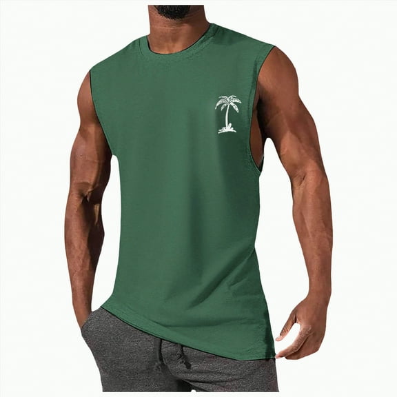 TOWED22 Men's Bodybuilding Sleeveless Hoodies Gym Workout Tank Tops(Green,XXXL)
