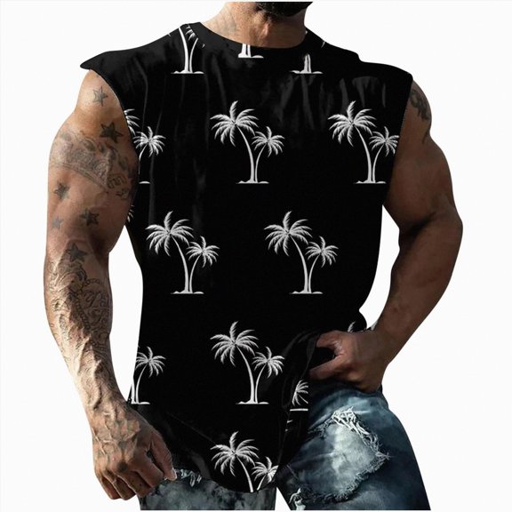 TOWED22 Men's Bodybuilding Tank Top Sleeveless Gym Shirt Sleeveless Bodybuilding Shirts Fitness Athletic Muscle Tee(Black,XXXL)