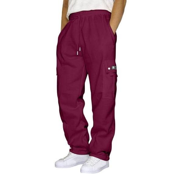TOWED22 Men's Cargo Sweatpants Drawstring Loose Fit Sweatpants for Men with Pockets(Red,4XL)