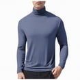thumbnail image 1 of TOWED22 Men's Big and Tall Turtleneck Shirts Cotton Long Sleeve Turtle Neck Tops Plus Size Loose Fit Basic Tee(Blue,XL), 1 of 5