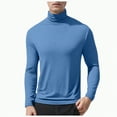 thumbnail image 1 of TOWED22 Men's Casual Cotton Mock Turtleneck Long Sleeve T-Shirts Solid Pullover Basic Lightweight Tee Tops(Light Blue,M), 1 of 5