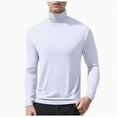 thumbnail image 1 of TOWED22 Men's Casual Cotton Mock Turtleneck Long Sleeve T-Shirts Solid Pullover Basic Lightweight Tee Tops(White,M), 1 of 6