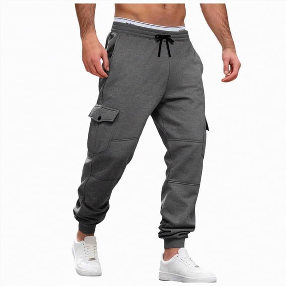 TOWED22 Men's Cotton Fleece Jogger Sweatpants – Casual Comfy Athletic Pants with Pockets(Dark Gray,XXXL)