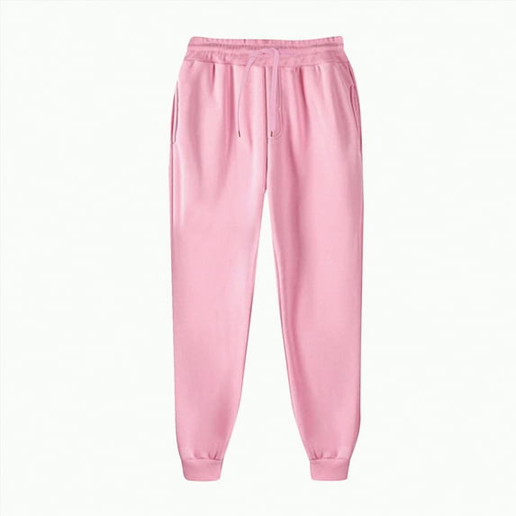 TOWED22 Men's Cotton Sweatpants Open Bottom Athletic Jogger Sweatpants Lightweight Sweat Pants Lounge Pants with Pockets(Pink,S)
